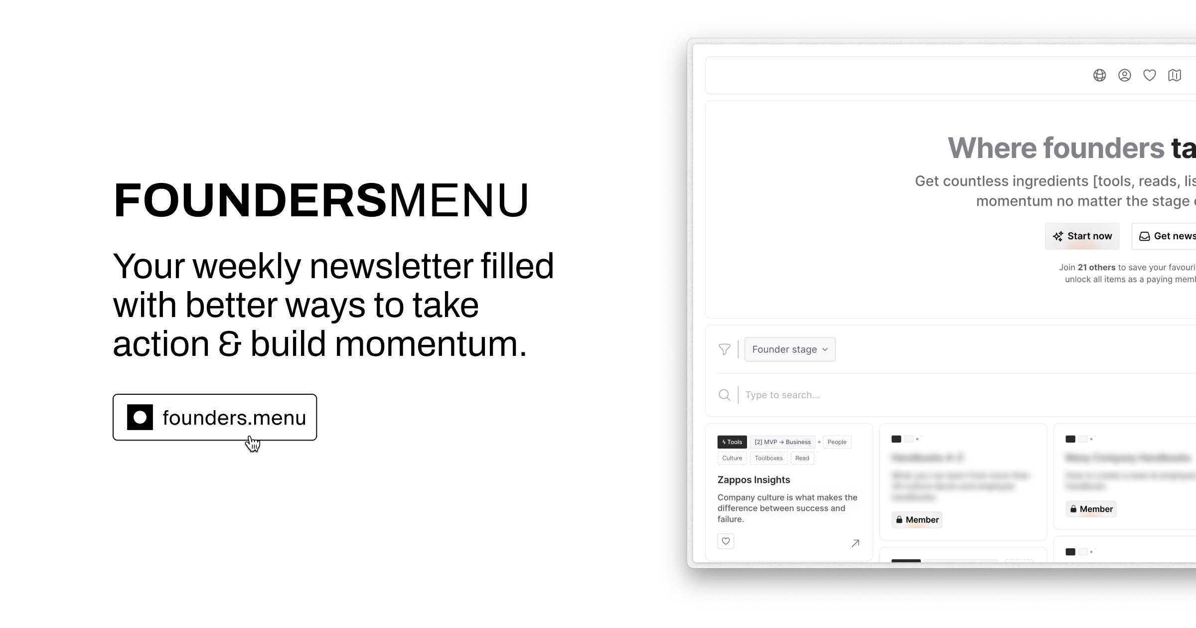 Founders Menu web preview